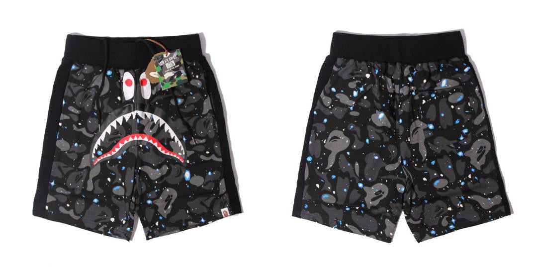 BAPE Space Camo Shark Shorts Black