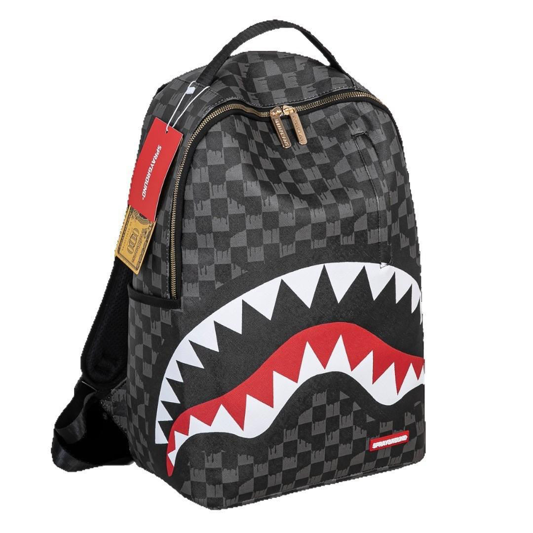 Sprayground Drip Check Shark Backpack Black