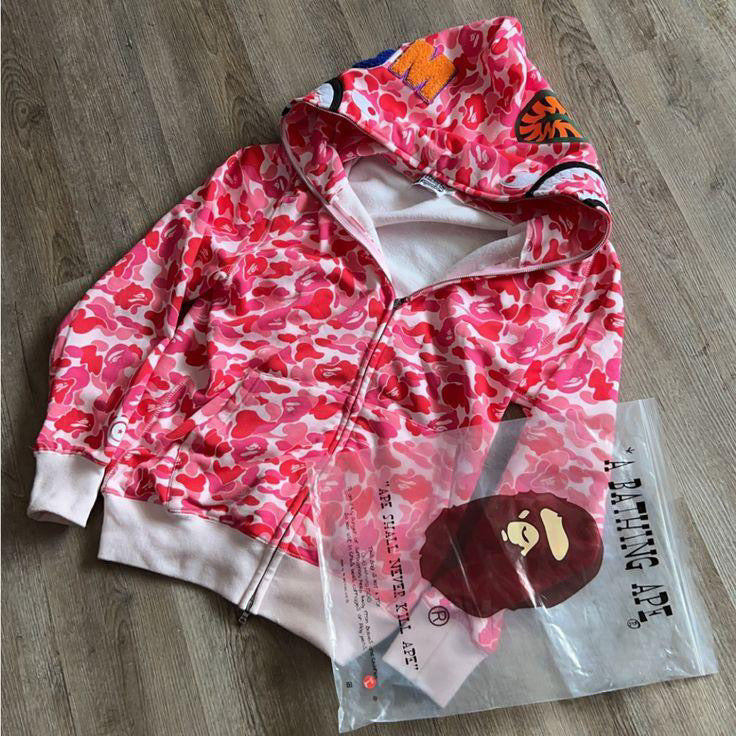 BAPE ABC Camo Shark Full Zip Hoodie Pink