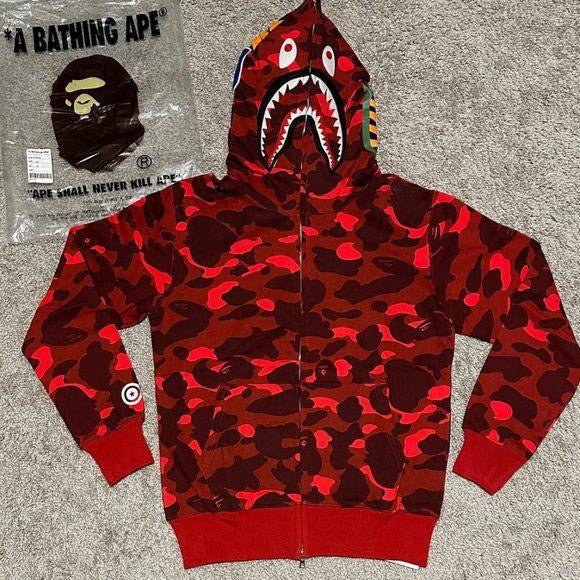 BAPE Color Camo Shark Full Zip Hoodie Red
