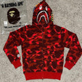 BAPE Color Camo Shark Full Zip Hoodie Red