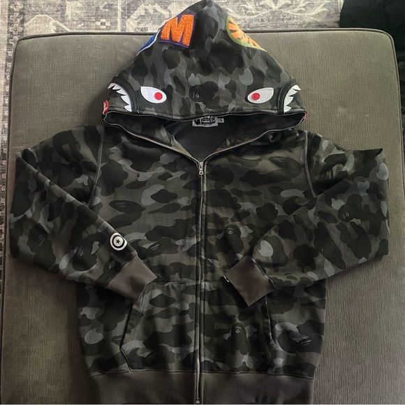 BAPE Color Camo Shark Full Zip Hoodie BLACK