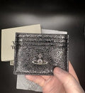 Vivienne Westwood logo leather black card holder glossy