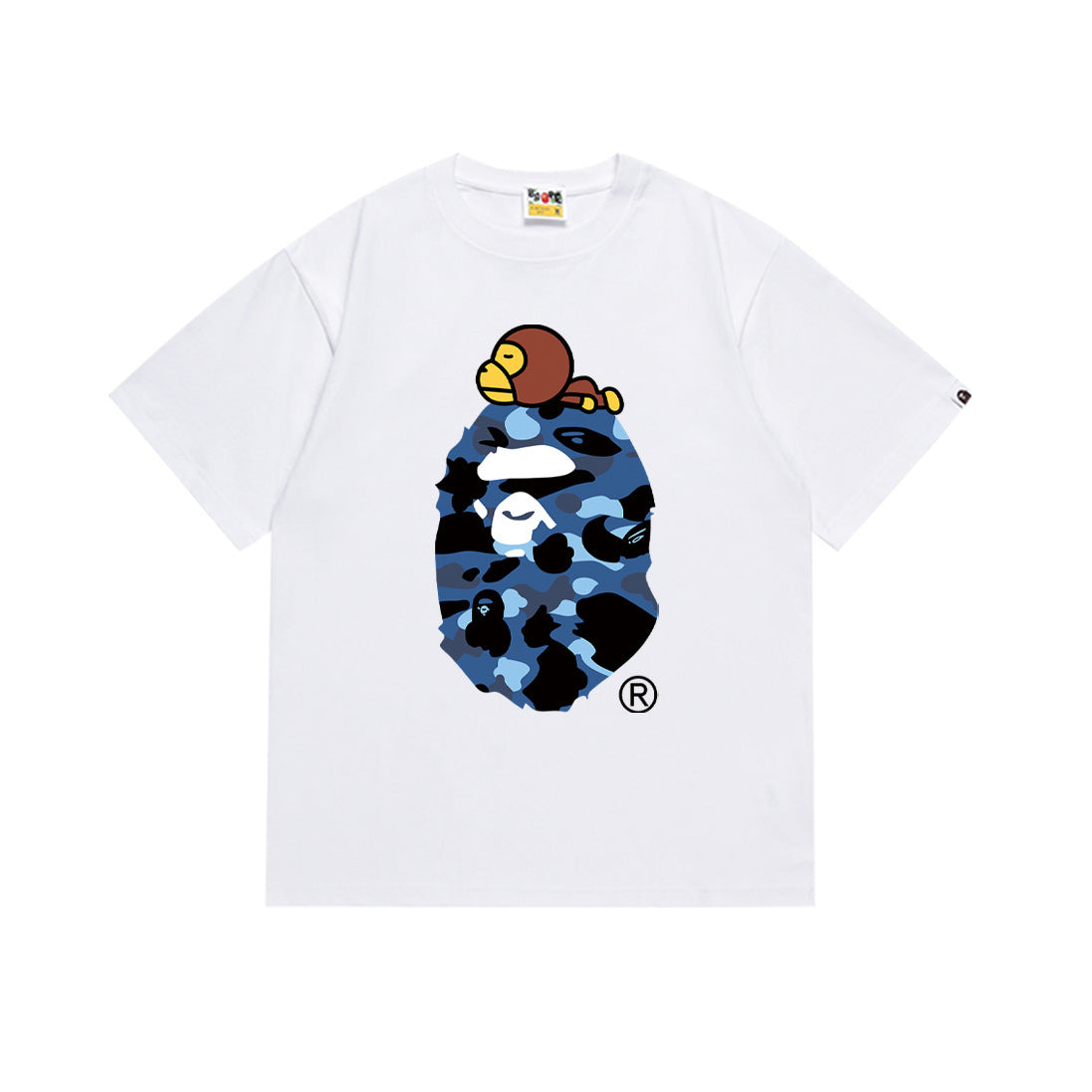 BAPE ABC Camo Milo On Big Ape Head White Navy