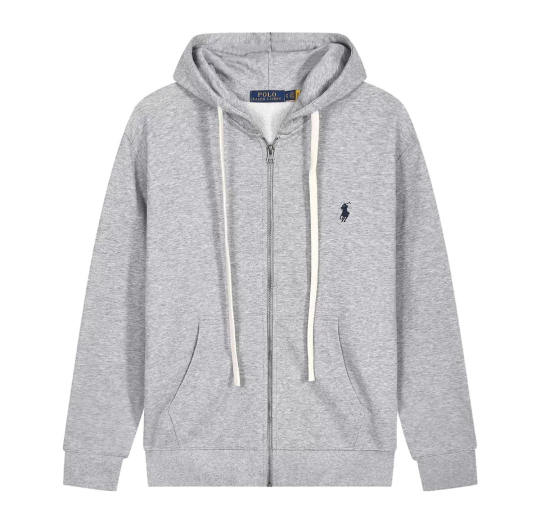 Polo Ralph Lauren Heather Gray Fleece Full Zip-Up Hoodie