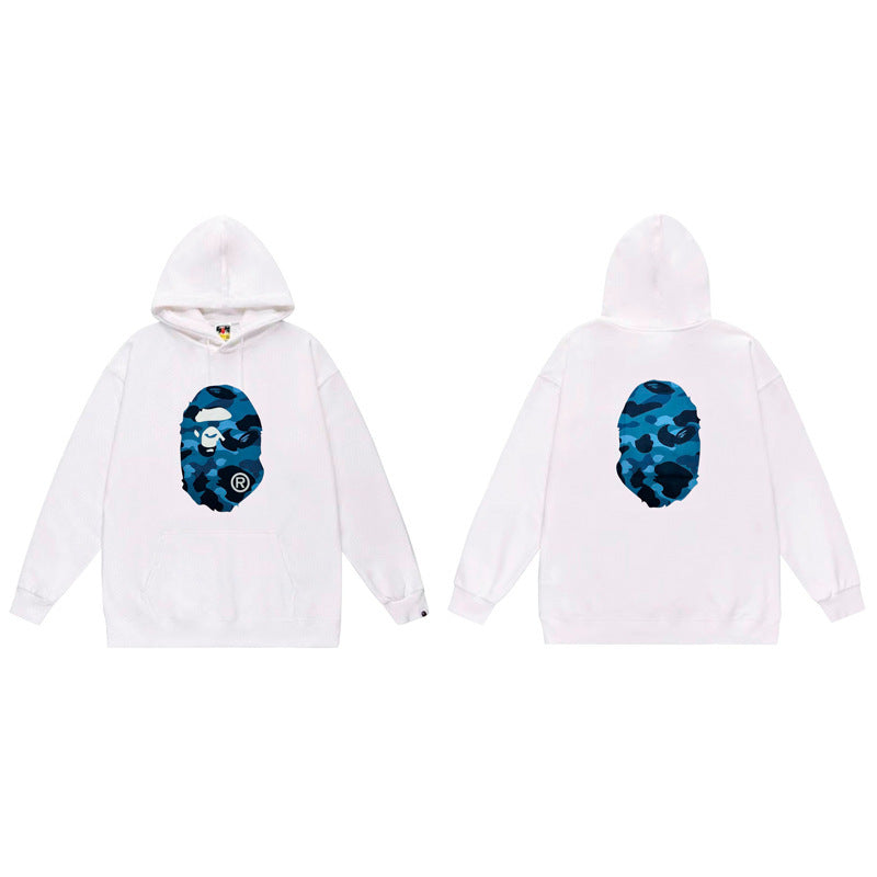 (+3)BAPE Color Camo Big Ape Head Hoodie Navy/+3