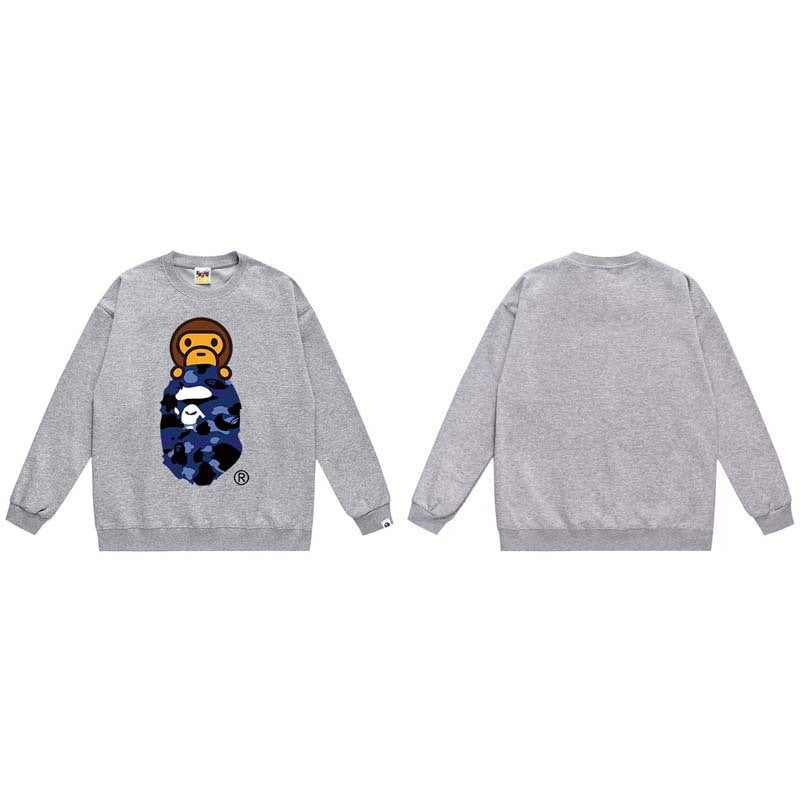 A Bathing Ape Color Camo Milo On Ape Head Sleeve Gray Navy