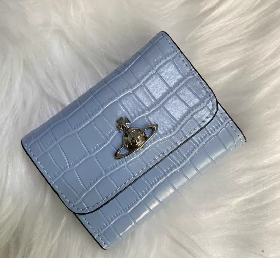 Vivienne Westwood Light Blue Color Croque Effect Embossing 3-layer wallet