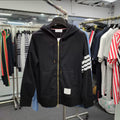 Thom Browne Engineered 4-Bar Zip Hoodie Dark Black