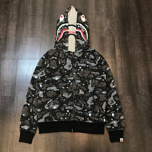 BAPE Space Camo Shark Full Zip Double Hoodie
