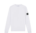 Stone Island Cotton Fleece Regular Fit Crewneck Sweatshirt White