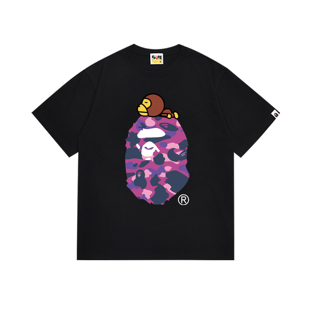 BAPE ABC Camo Milo On Big Ape Head Black Purple