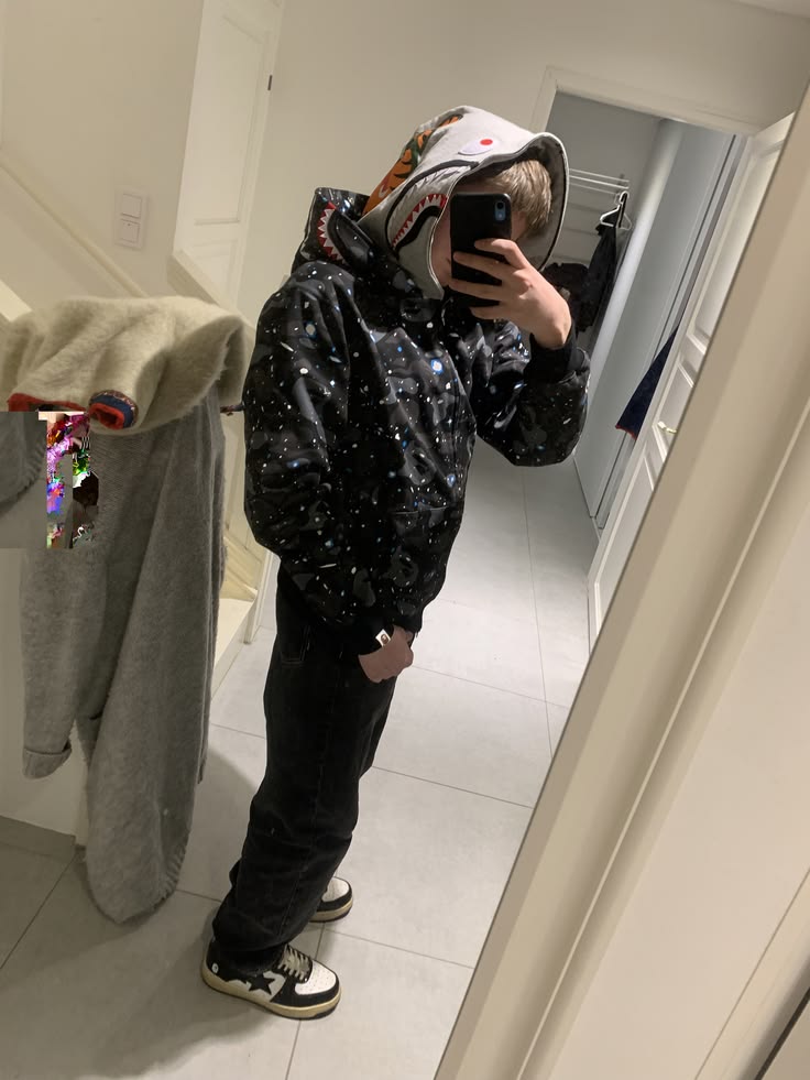 BAPE Space Camo Shark Full Zip Double Hoodie