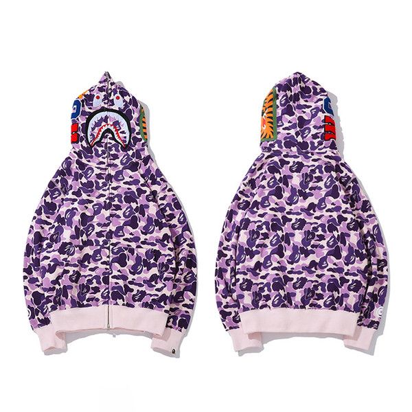 [실물 존예,진짜 아는 사람만 아는 맛집]BAPE Taipei city 14th anniversary shark full Zip Hoodie Purple