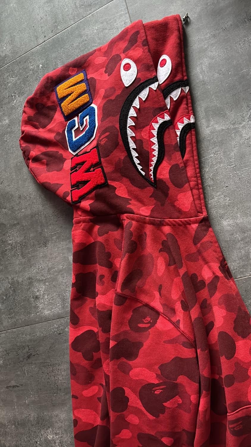 Bape Color Camo Double Shark Full Zip Hoodie Red