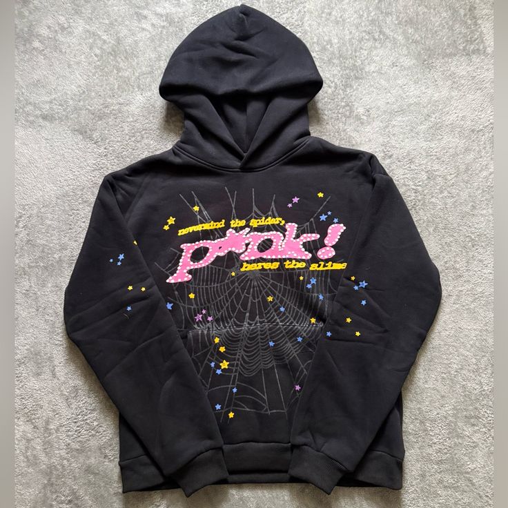 Sp5der P*NK Hoodie Black V2