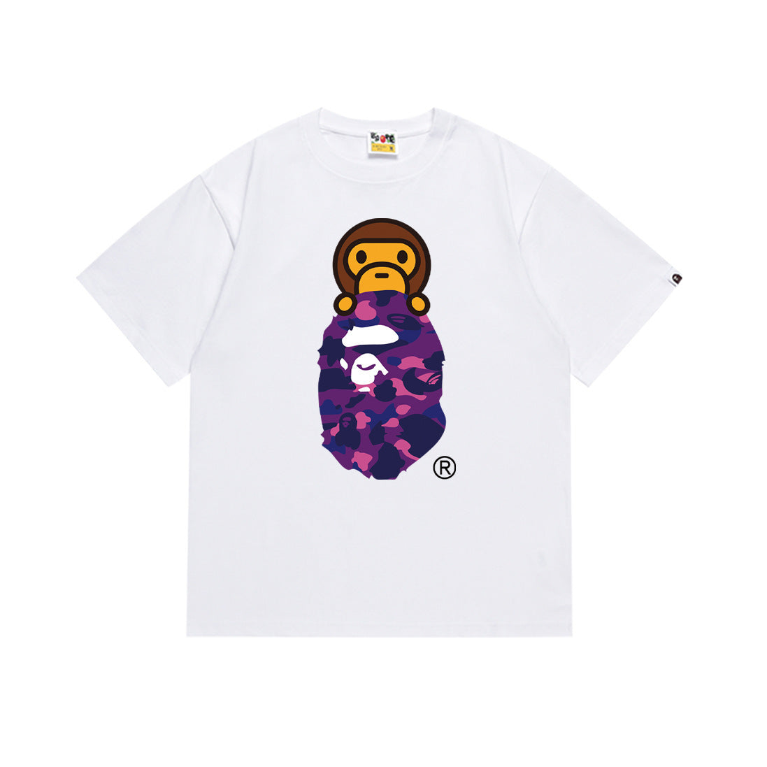 A Bathing Ape Color Camo Milo On Ape Head Tee White Purple