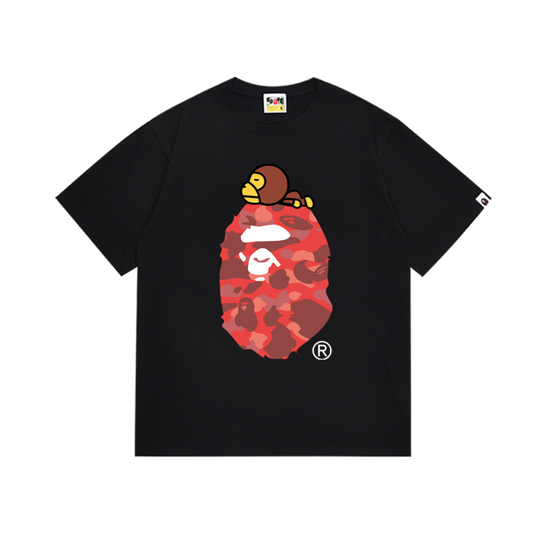 BAPE ABC Camo Milo On Big Ape Head Black Red