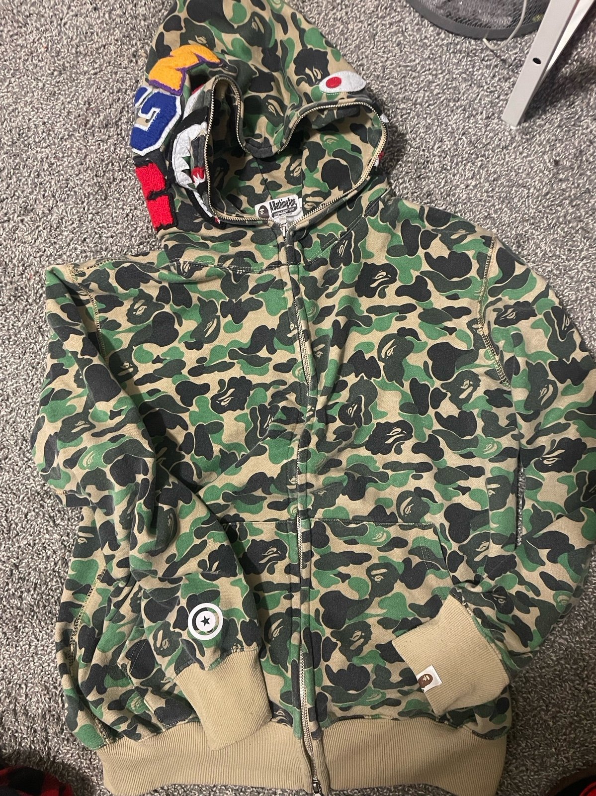 [근본]BAPE Green ABC Camo Shark Hoodie