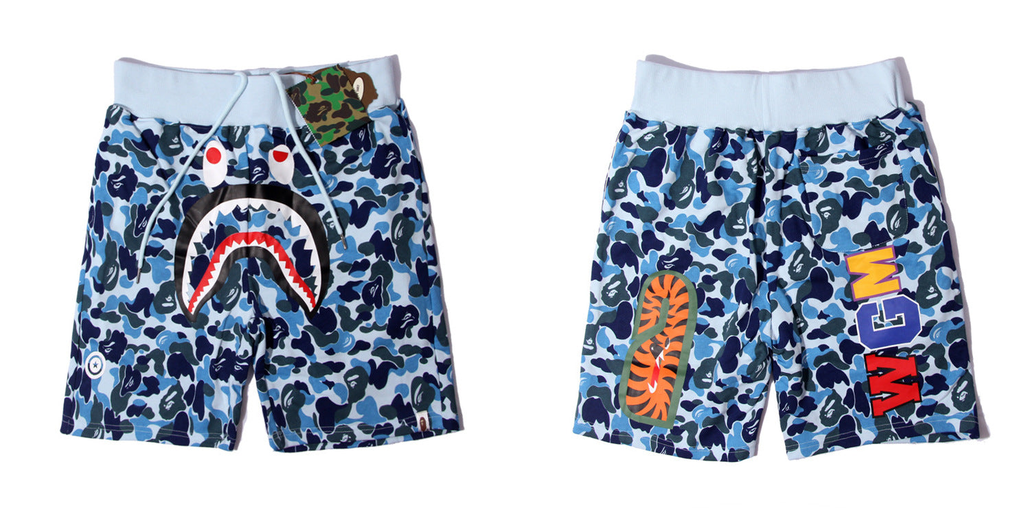 BAPE ABC Camo Shark Sweatshorts Blue