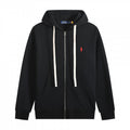 Polo Ralph Lauren Heather Black Fleece Full Zip-Up Hoodie Red logo