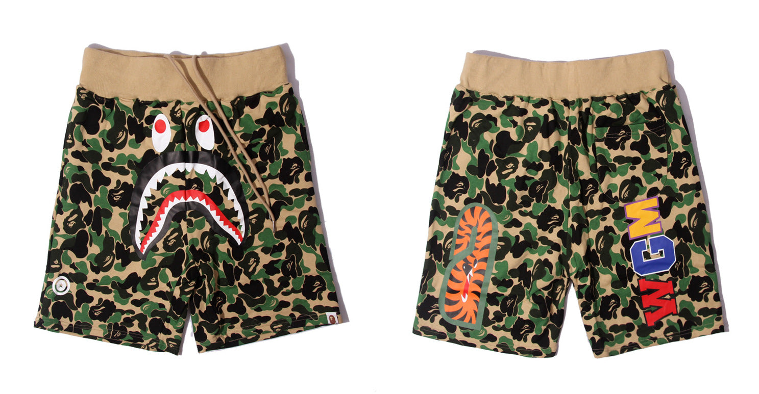 BAPE ABC Camo shark sweatshorts Green
