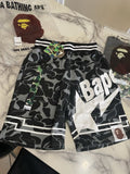Bape Sta Grey Black Camo Shorts