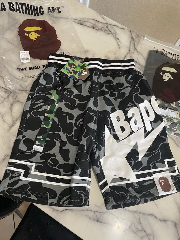 Bape Sta Grey Black Camo Shorts
