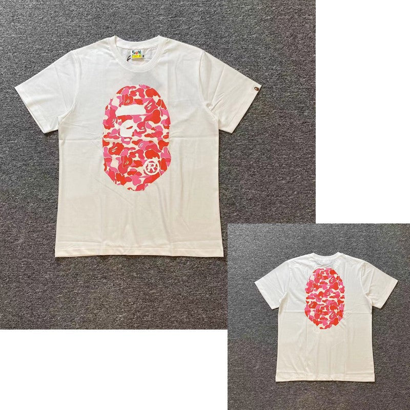Bape ABC CAMO Big Ape Head T- Shirt White/Pink