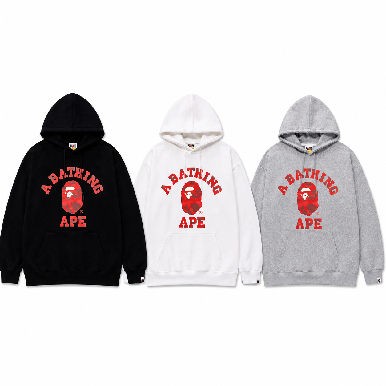 (+3)Bape College Hoodie Red/+3