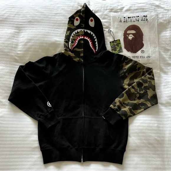 BAPE ABC Camo Reversible Shark Full Zip Hoodie Green