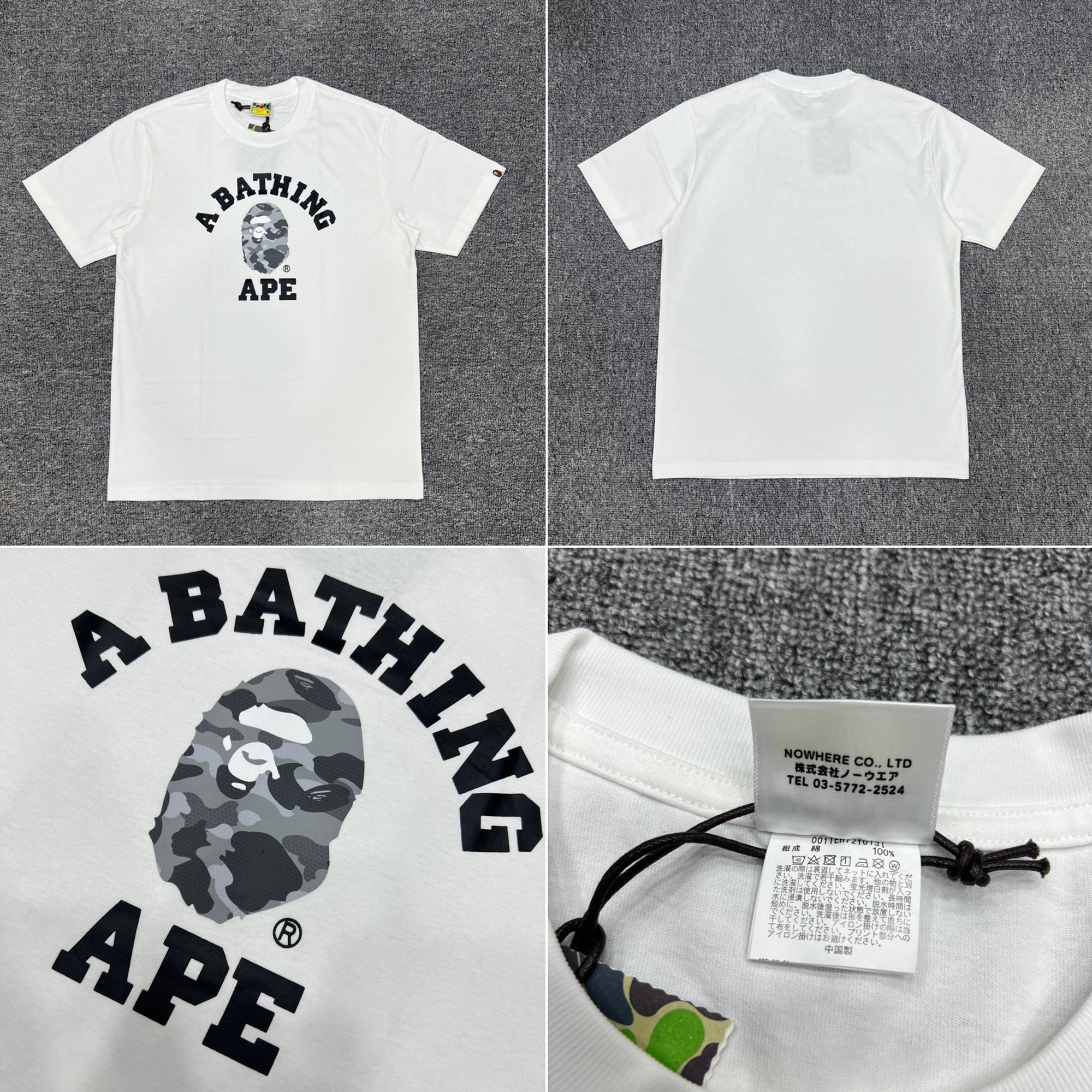 BAPE ABC CAMO COLLEGE TEE White/Gray