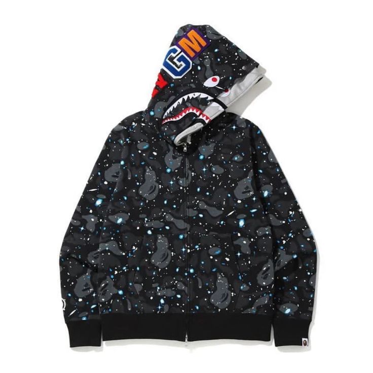 BAPE Space Camo Shark Full Zip Double Hoodie
