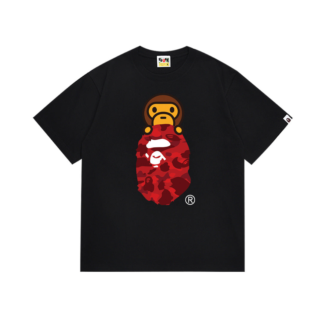 A Bathing Ape Color Camo Milo On Ape Head Tee Black Red