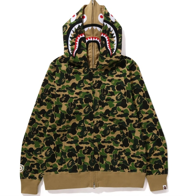 BAPE ABC Camo Double Shark Full Zip Hoodie Green