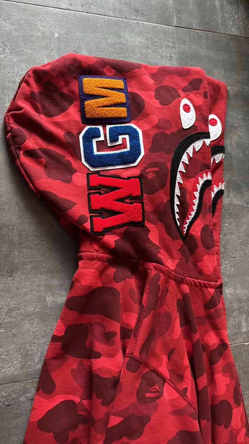 Bape Color Camo Double Shark Full Zip Hoodie Red