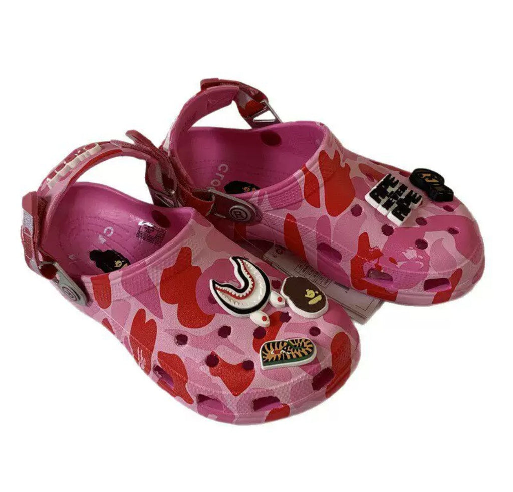 A BATHING APE X Crocs Clog Abc Pink