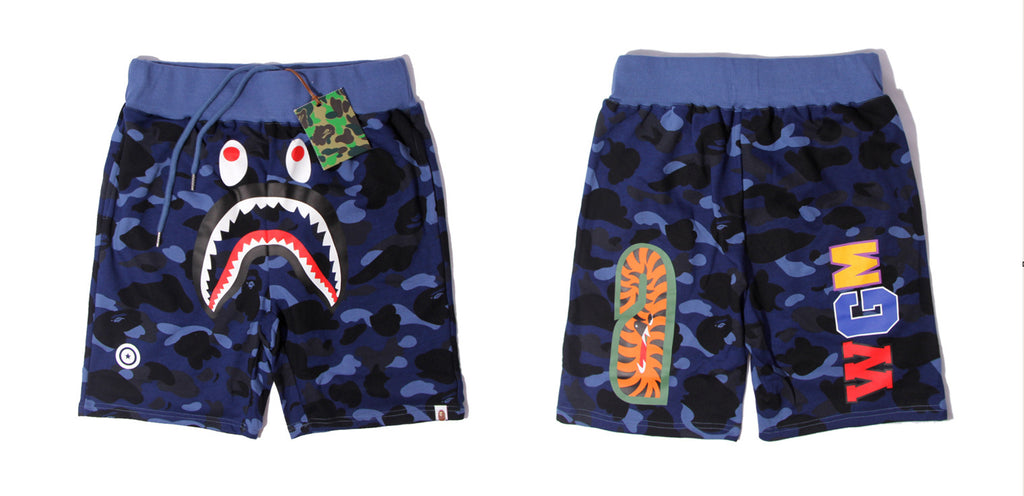 BAPE Camo Shark Sweatshorts Navy