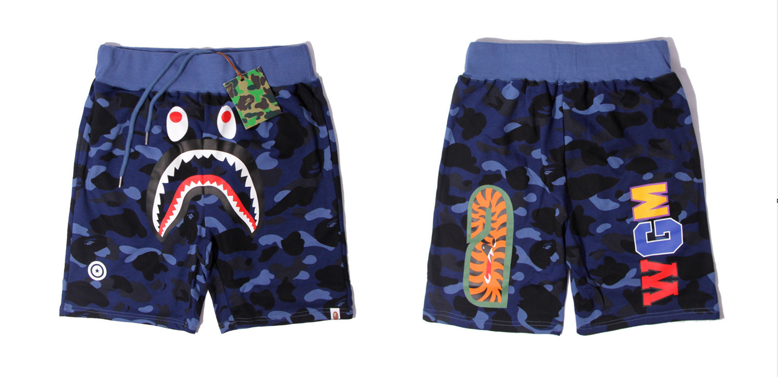 BAPE Camo Shark Sweatshorts Navy