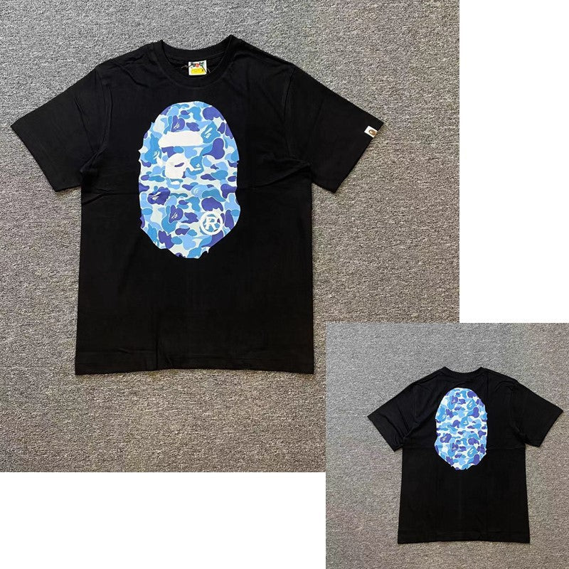 Bape ABC CAMO Big Ape Head T- Shirt Black/Blue