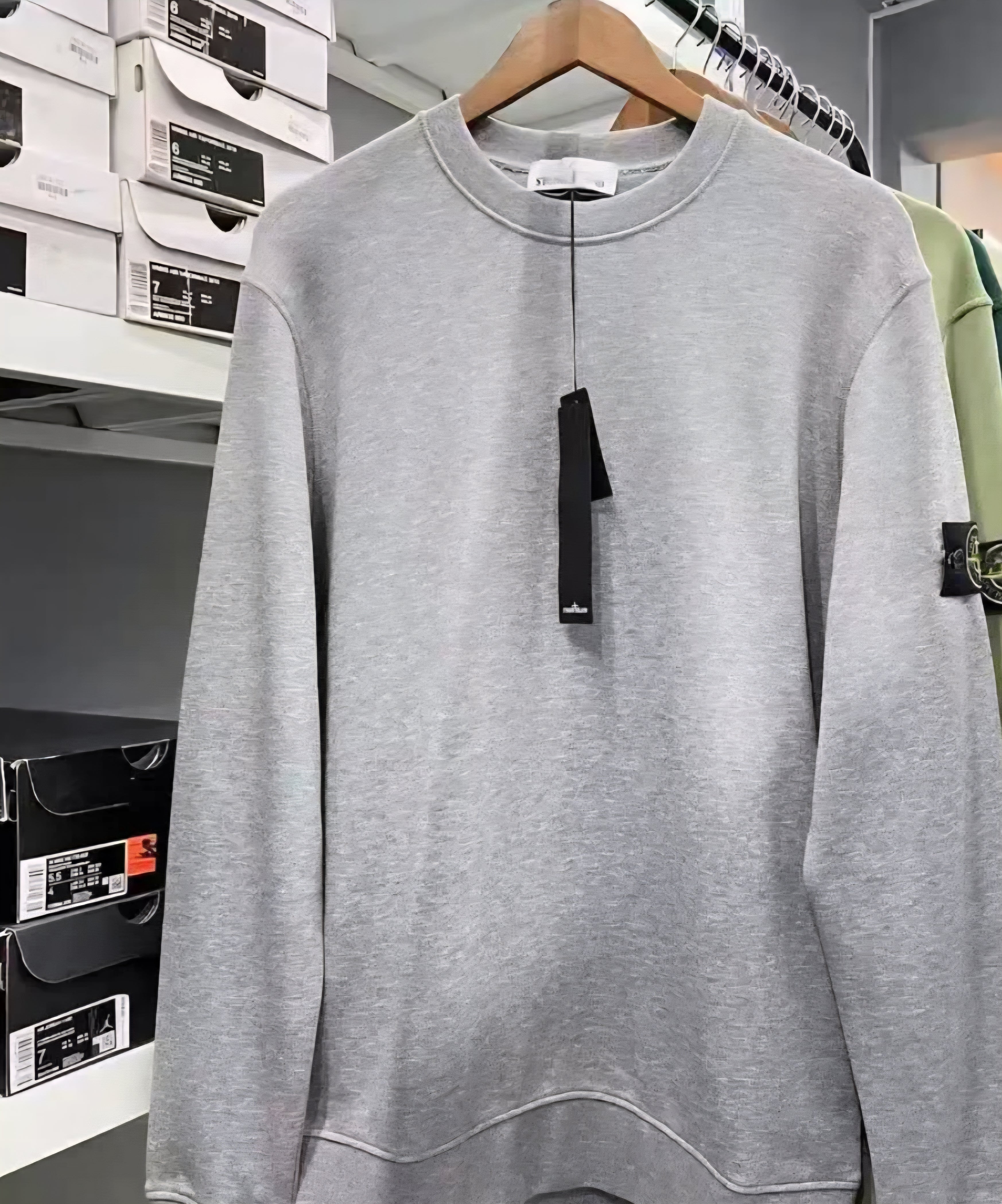 Stone Island Cotton Fleece Regular Fit Crewneck Sweatshirt Gray