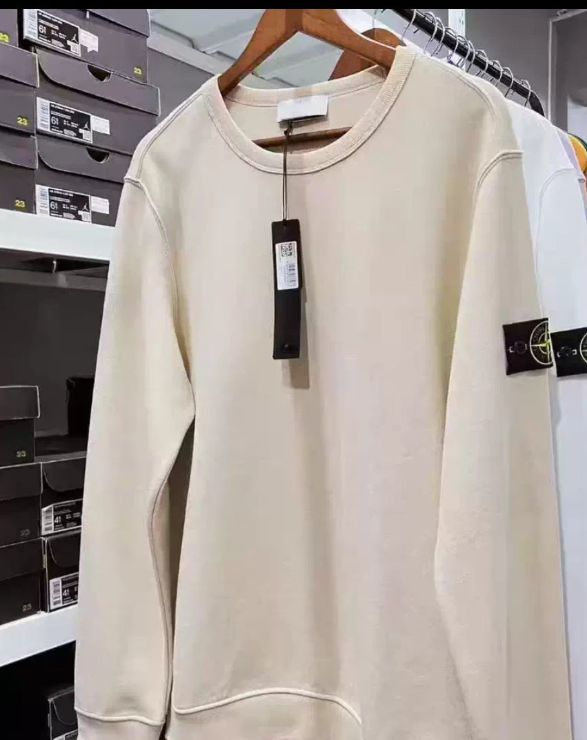 Stone Island Cotton Fleece Regular Fit Crewneck Sweatshirt Apricot