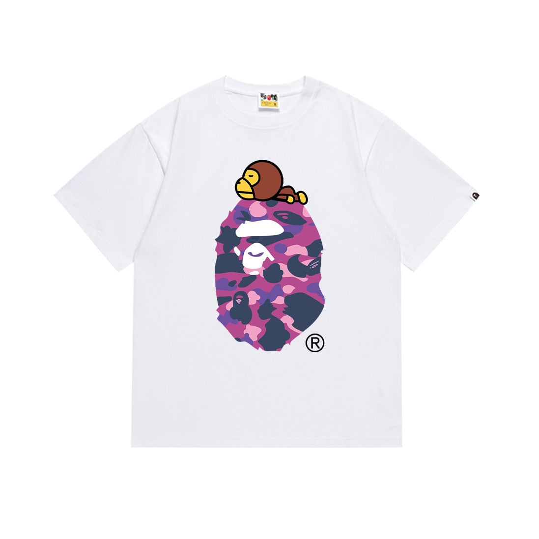 BAPE ABC Camo Milo On Big Ape Head White Purple