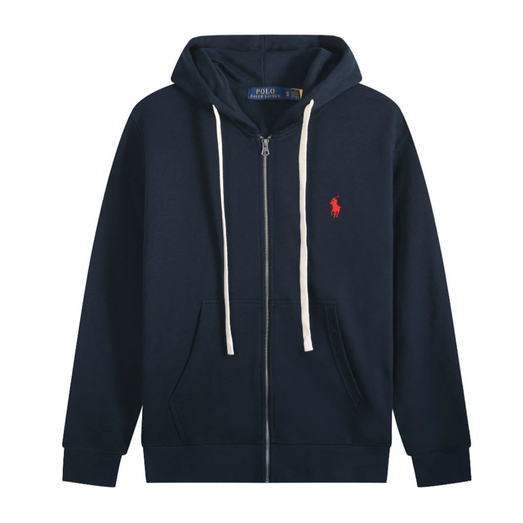 Polo Ralph Lauren Heather Navy Fleece Full Zip-Up Hoodie
