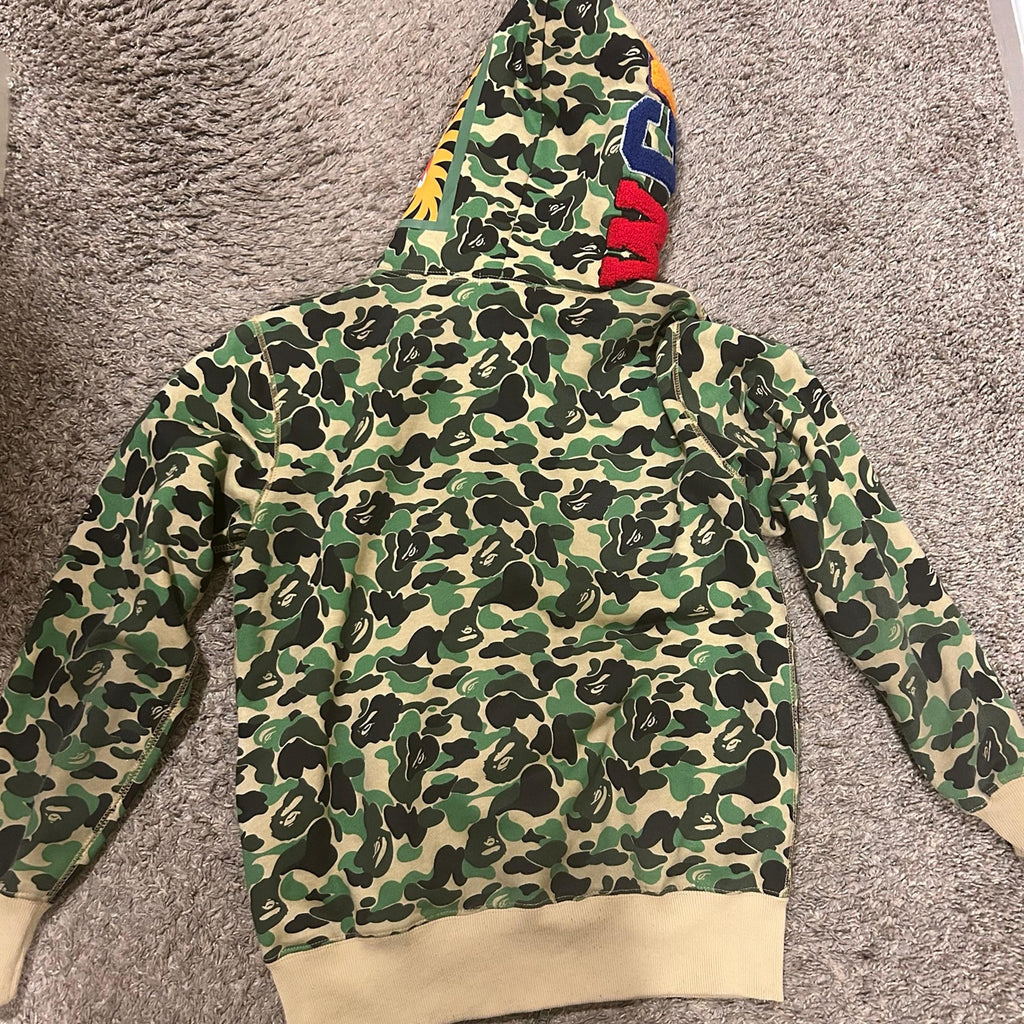 [근본]BAPE Green ABC Camo Shark Hoodie