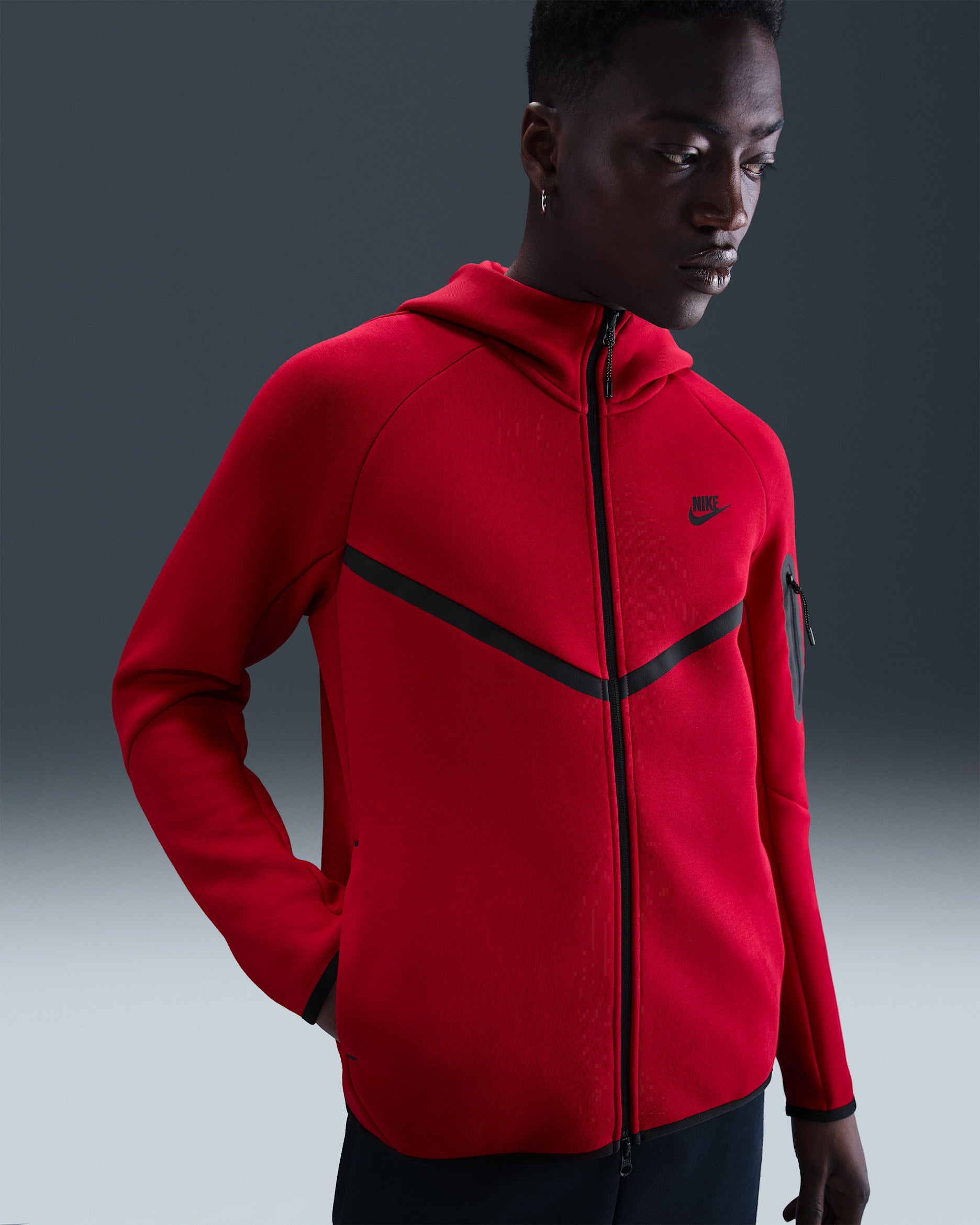 Nike Tech Men's Full-Zip Windrunner Hoodie Red