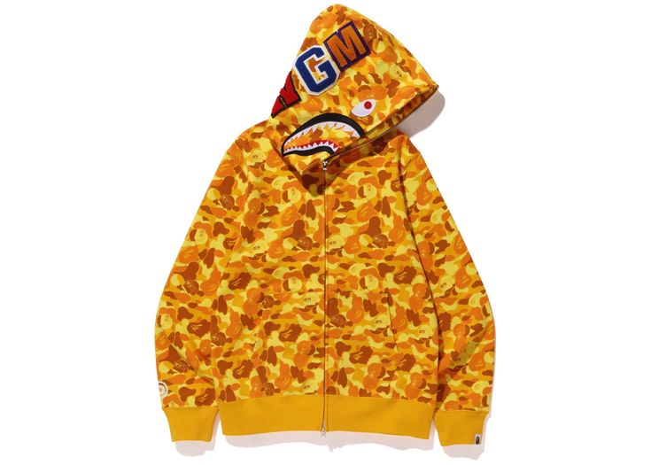 BAPE Orange Camo Shark Hoodie Full Zip