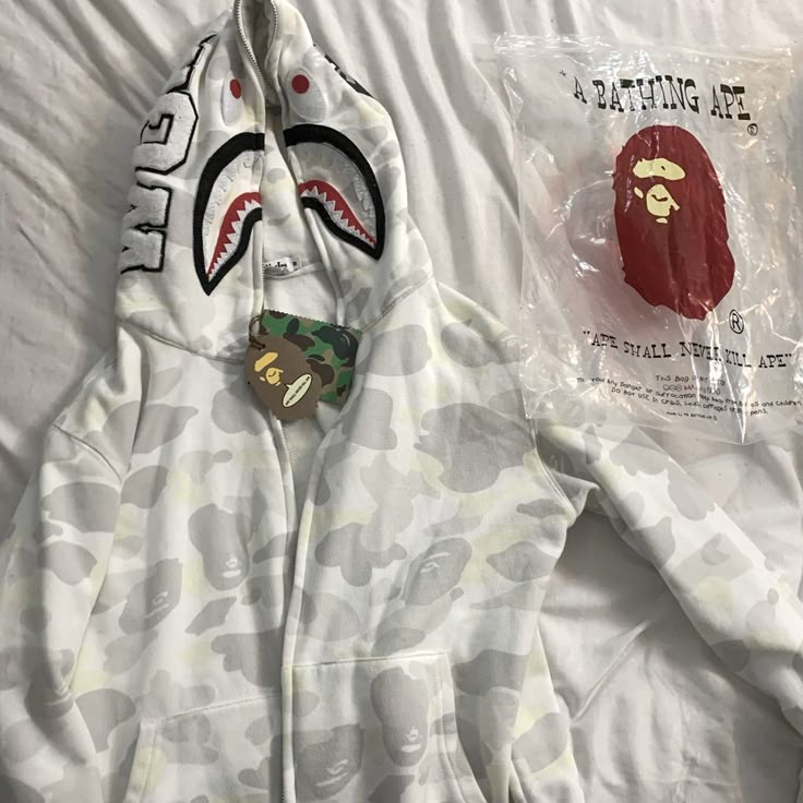 BAPE Shark Full Zip Hoodie White