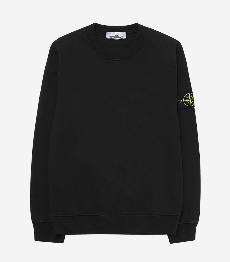 Stone Island Cotton Fleece Regular Fit Crewneck Sweatshirt Black