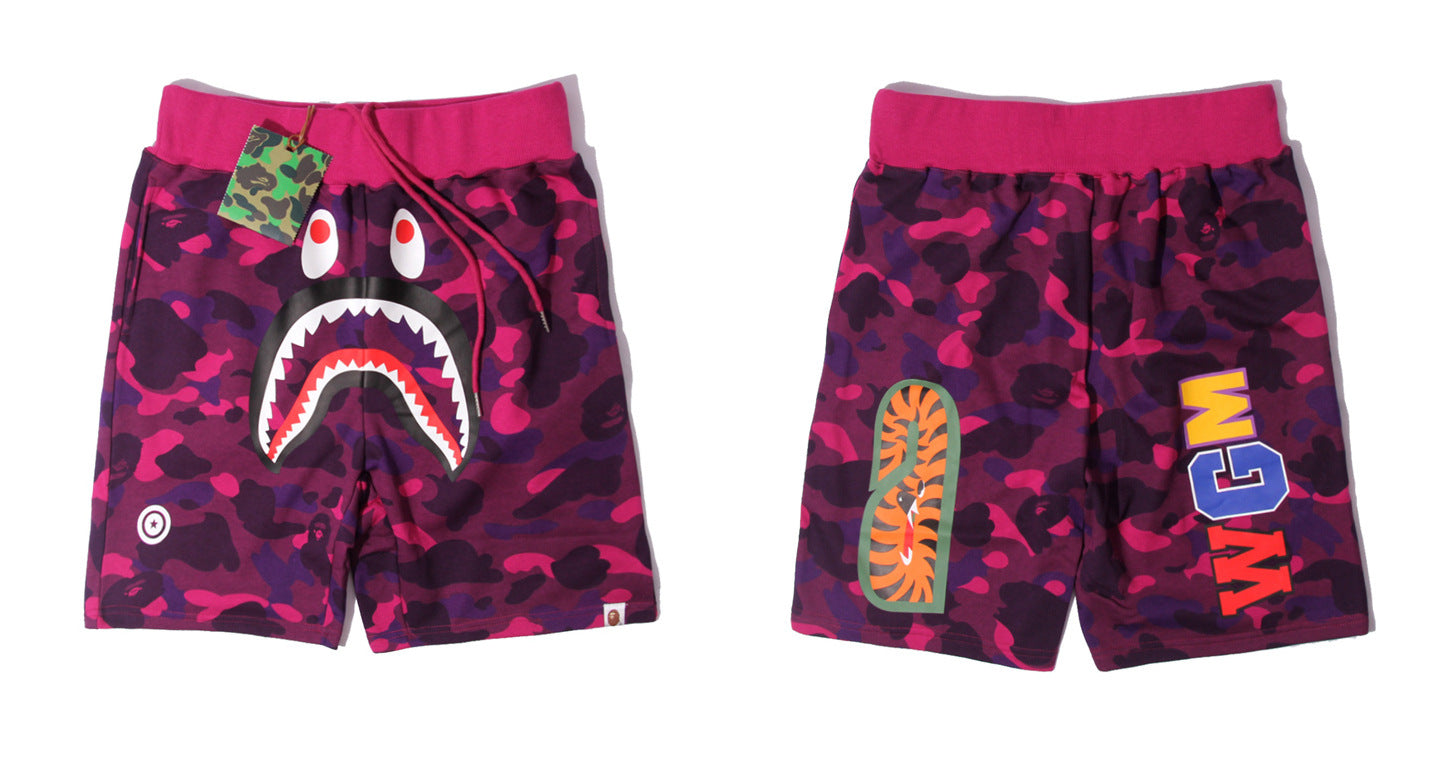 BAPE Camo Shark Sweatshorts Purple